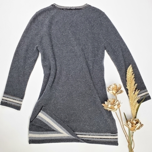 Neiman Marcus Cashmere Gray Beaded Cashmere Sweater Dress S - Picture 14 of 15